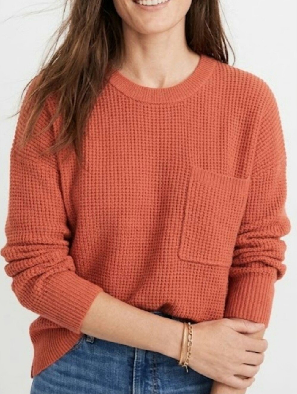 Madewell Thompson Chunky Knit Sweater Size Small Hi-Low Hem
